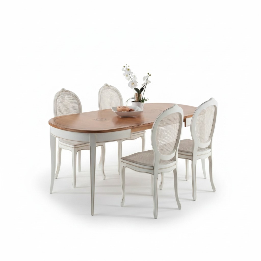 Italienische Möbel Designer Holz Tisch Sitz Polster Ess Zimmer 4x Stühle