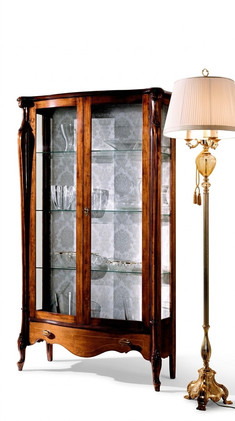 Luxuriöse Italienische Möbel Klassische Möbel Holz Braun Vitrine Schicke Vitrineschrank