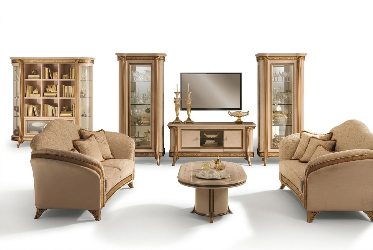 Italienische Möbel Sofa Garnitur Gruppe Klassische Sitz Garnituren 3+3 Sitzer