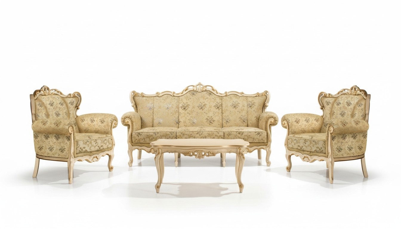 Italienische Sitzgarnitur Klassische Möbel Sitz Polster Set Sofa Couch 4tlg.