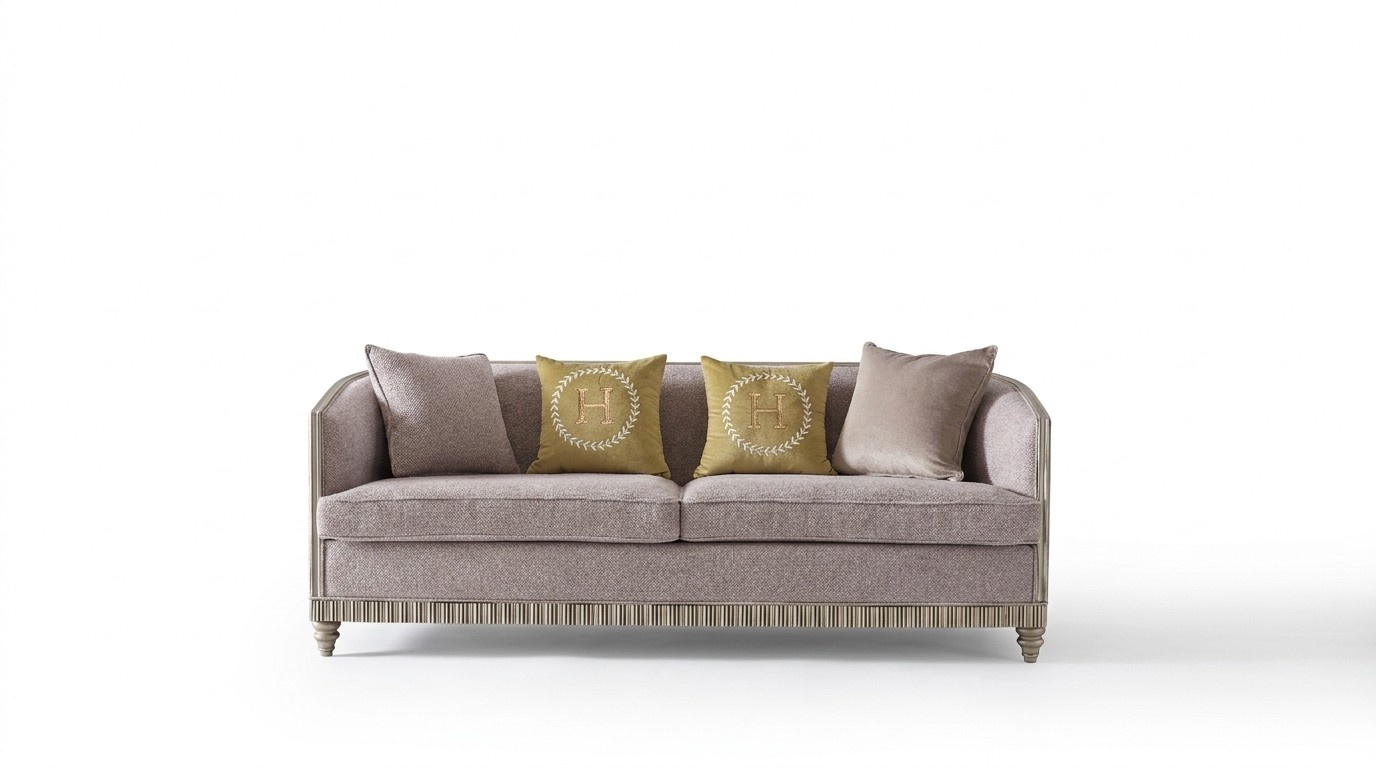 Italienische Stil Möbel Dreisitzer Sofa Couch Polster Sofas Holz Textil Couchen