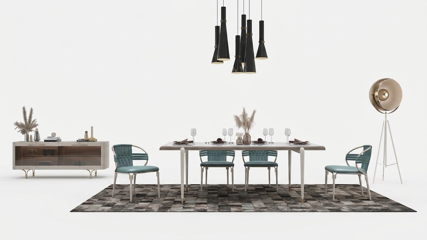 Italienische Stil Möbel Esszimmer Garnitur Stuhl Gruppe Tisch 5tlg. Set Sets Neu