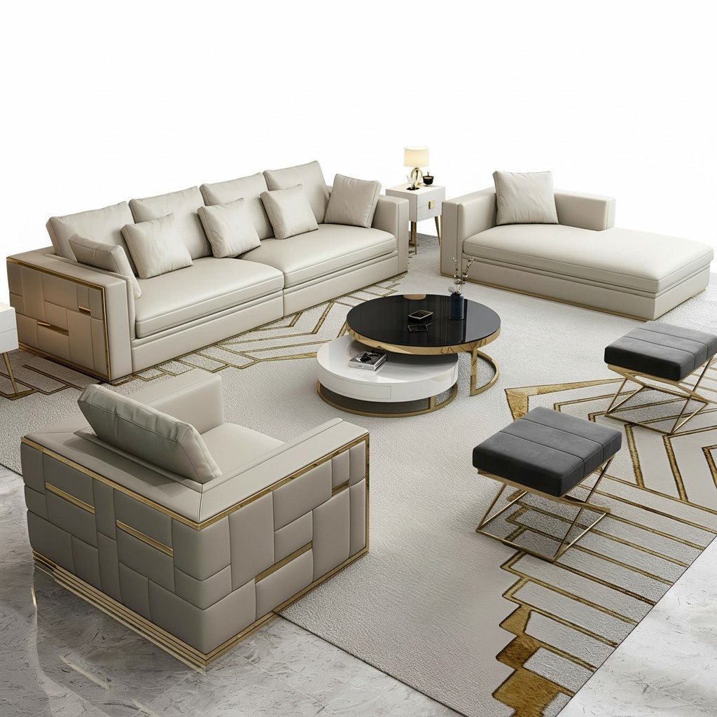Italy Design Möbel Sofa Couch Polster Komplett Set Garnitur 4+2+2 Couchen