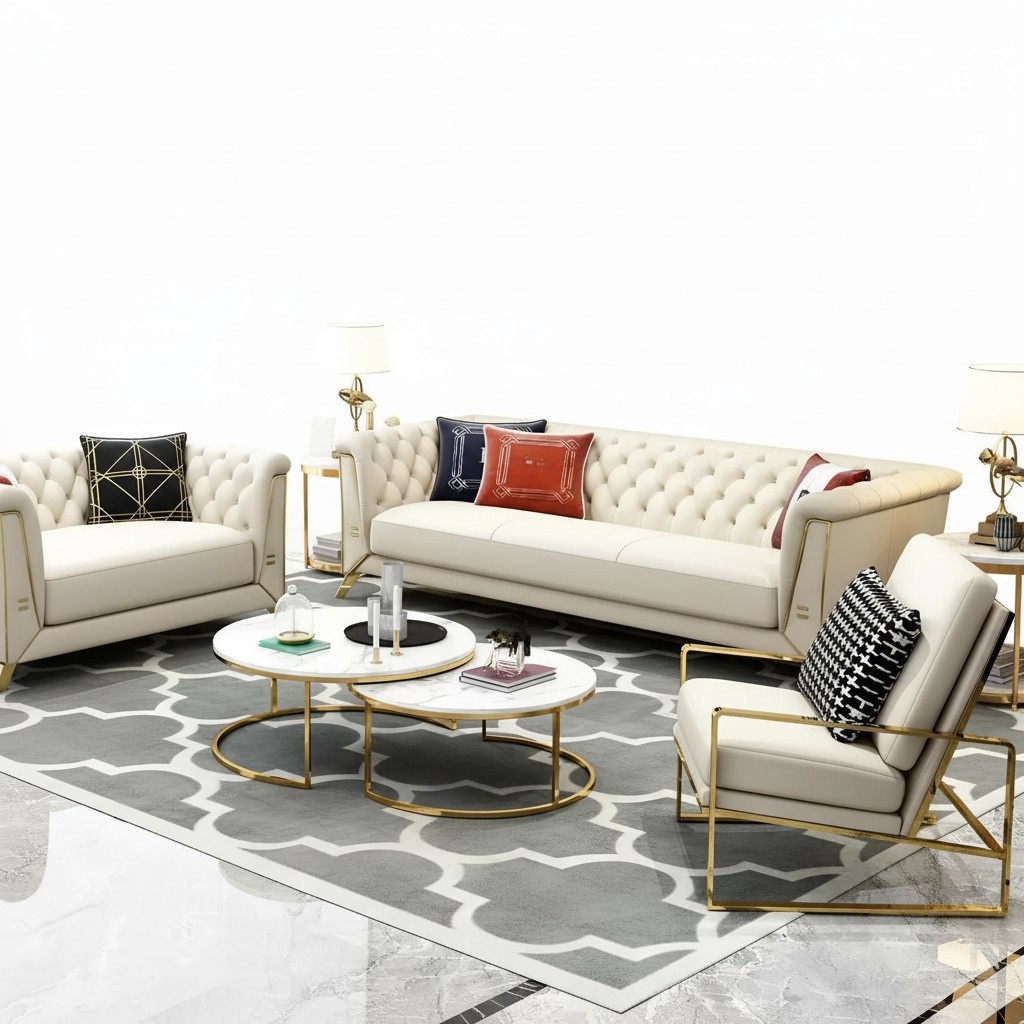 Italy Design Sofa Couch Polster Komplett Set Garnitur 3+2 Hocker Couchen