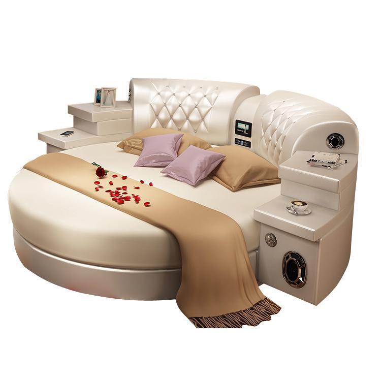 Rundes Bett Rund Multifunktion Polster Led Regal Kingsize Kunstleder Sofort