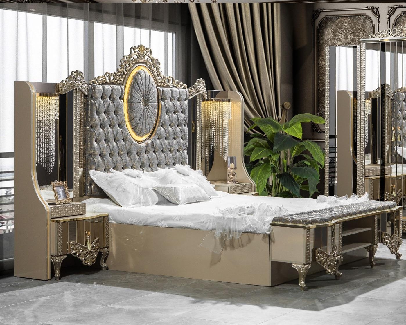 Luxus Schlafzimmer Garnitur 3tlg – Klassisches Design in Beige Sofort