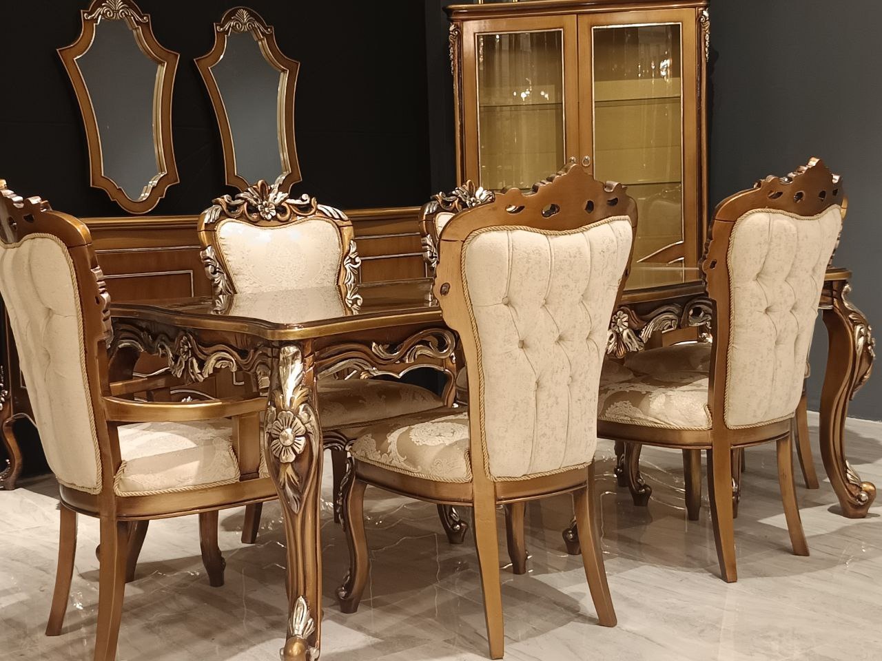 Design Esszimmer Komplett Esstisch + 6x Stühle Klassisch Möbel Holztisch Sofort
