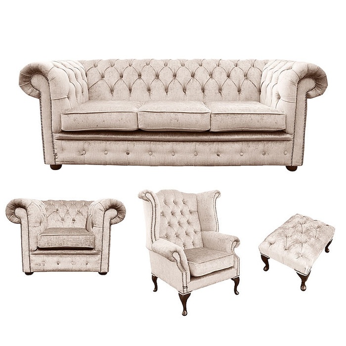 Sofagarnitur Chesterfield Polster Couch Sofa Leder Sitz Garnitur Ohrensessel