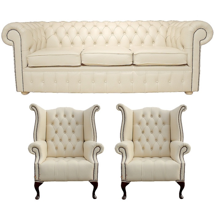 Chesterfield Sofagarnitur Leder Textil Chesterfield Komplett Set Sofa