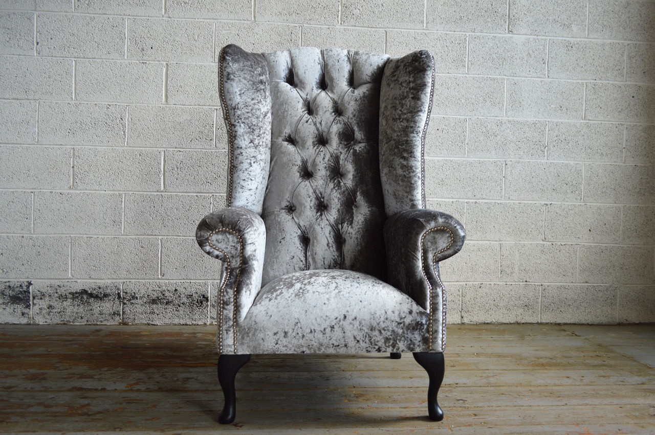 Ohrensessel Sessel Fernseh Design Polster Sofa Couch Chesterfield Textil
