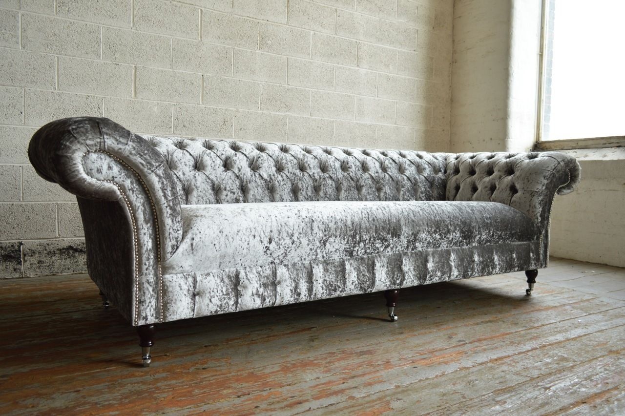 Chesterfield Textil Sofa Couch Polster XXL Big 4 Sitzer Design Sitz Couchen 320