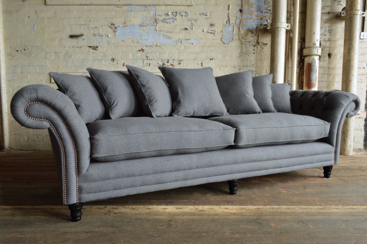 XXL Big Sofa Couch Chesterfield 245cm Polster Sofas 4 Sitzer Leder