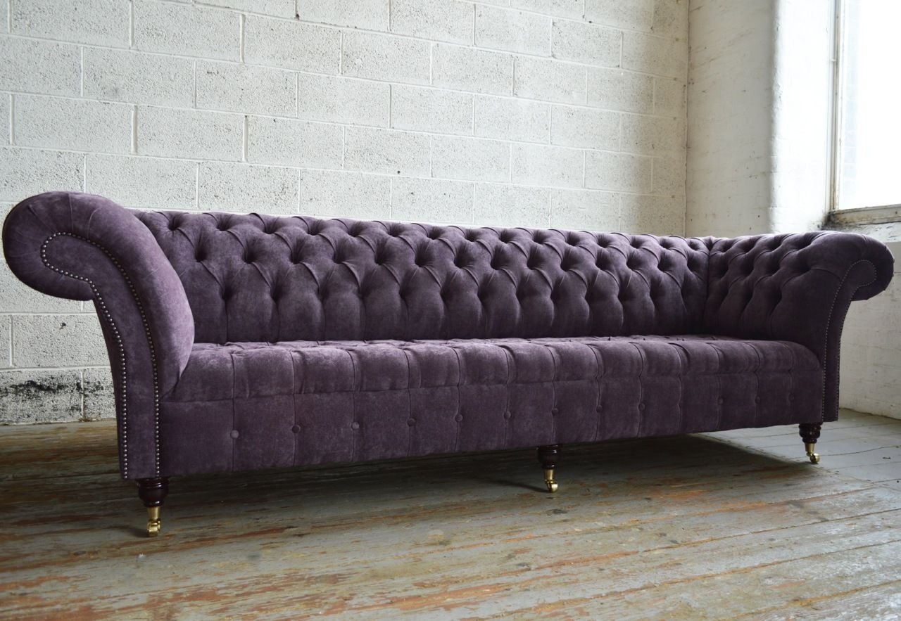 XXL Big Sofa Couch Chesterfield 245cm Polster Sofas 4 Sitzer Leder