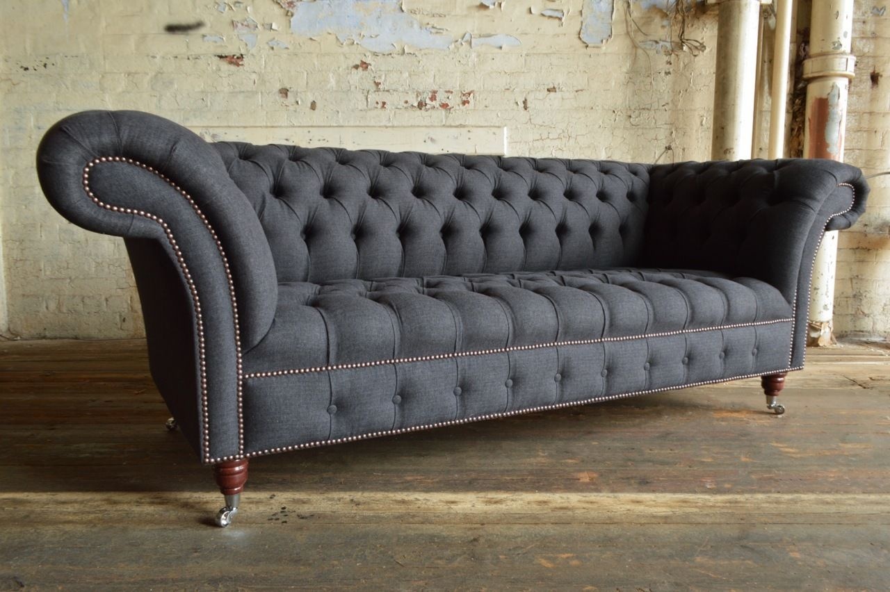 Chesterfield Design Luxus Polster Sofa Couch Sitz Garnitur Leder Neu