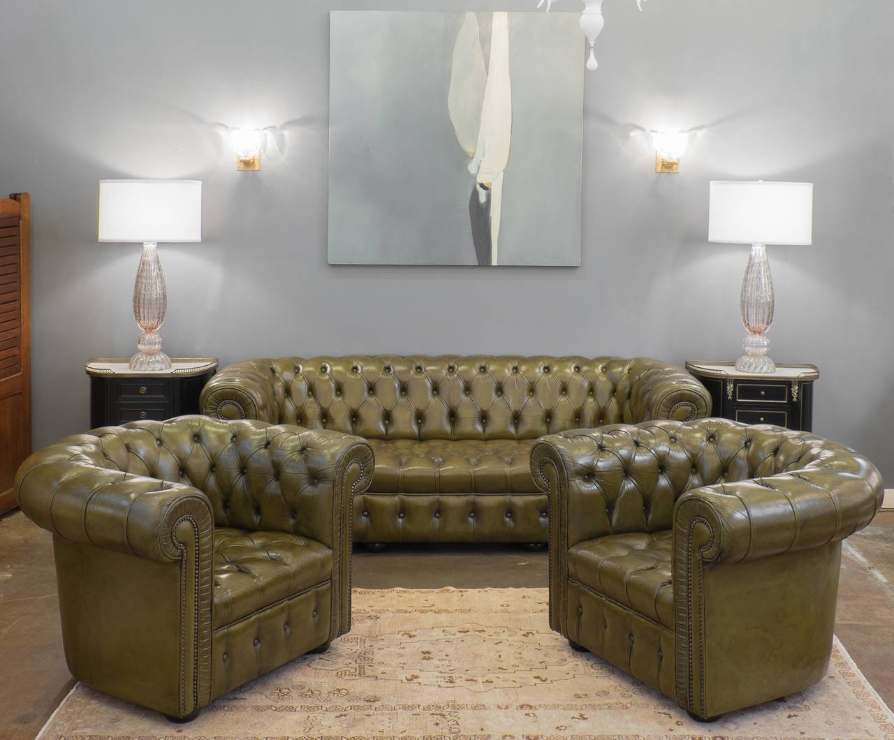 Chesterfield Leder Design Luxus Sofagarnitur Couch Sofa Polster 3+1+1