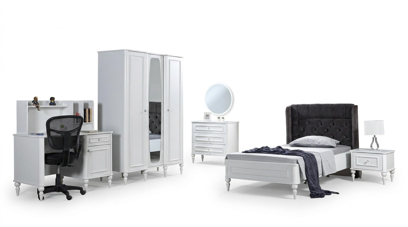 Jugend Kinder Zimmer Set Schlafzimmer Schrank Bett Nachttisch 6tlg