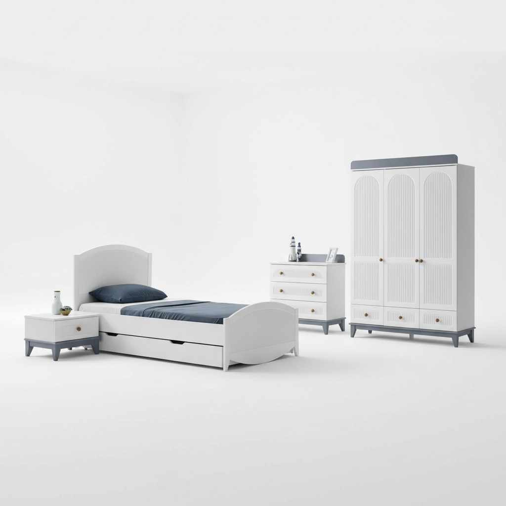 Jugendzimmer Bett Nachttisch Kleiderschrank Schreibtisch Schlafzimmer 4tlg Set