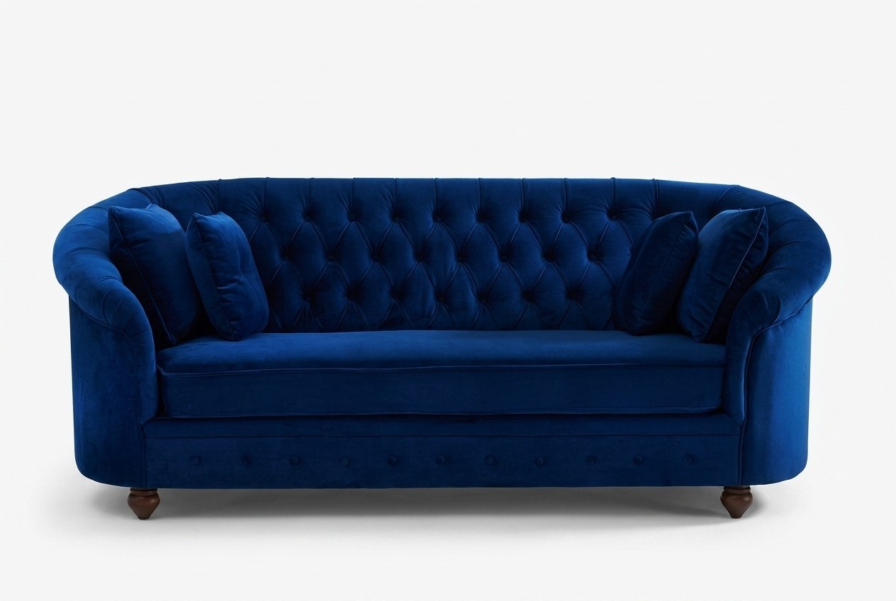 jvmoebel ® - Leder Sofa Couch - Royal Blau Polster Dreisitzer Couch