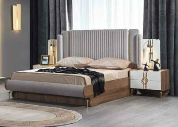 Modernes Bett luxuriöses Design Polstermöbel Bettgestell aus echtem