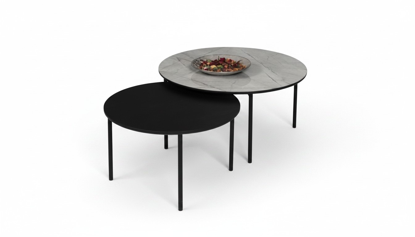 Kaffeetisch Gruppe Couchtisch Beisteltisch Schwarz Set Tisch Holz 2tlg