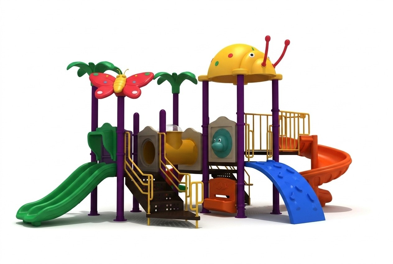Kinderspielplatz im Freien mit Rutschen Dschungel Stil Spielplatz