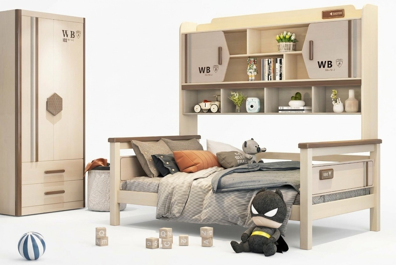 Kinderzimmer 2-tlg Set Hochbett Kleiderschrank Hochglanz Jugendzimmer Möbel Neu