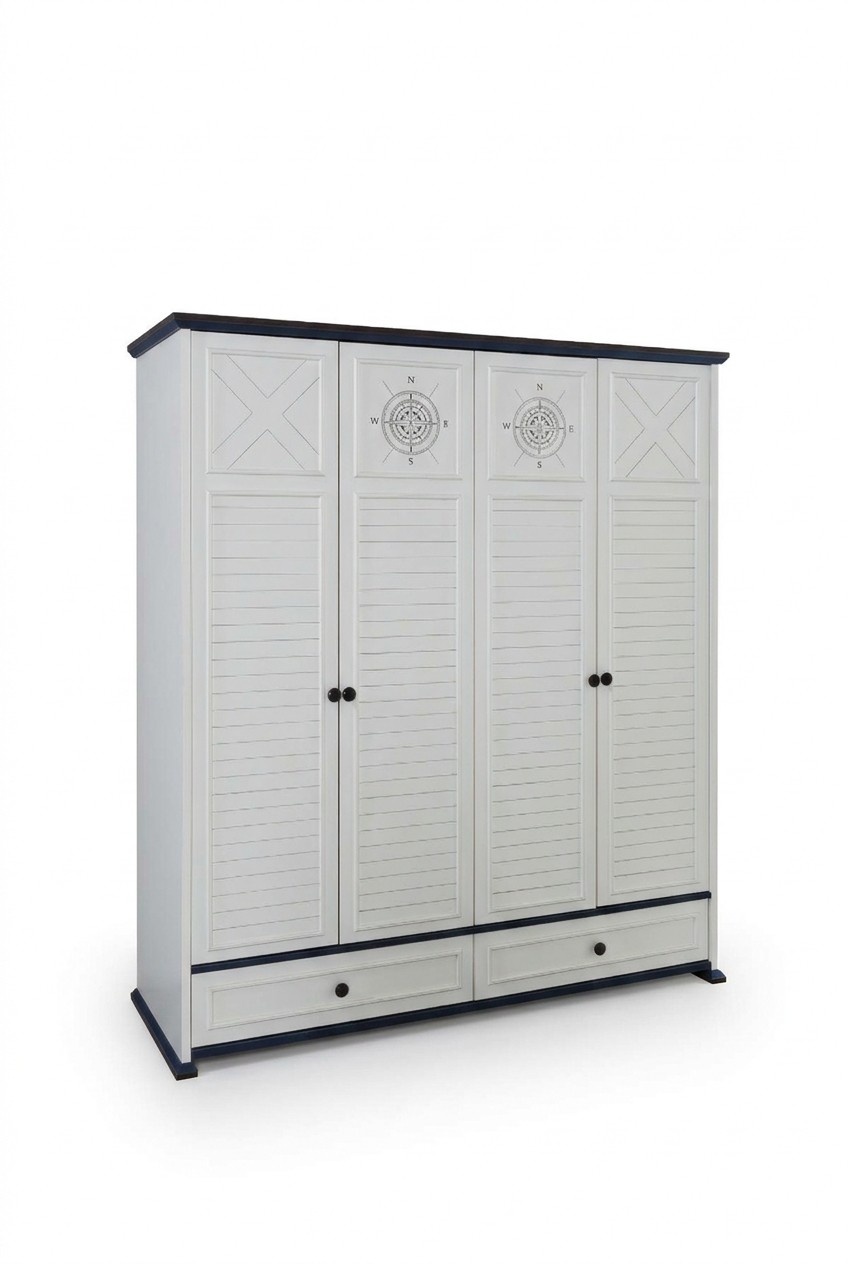 Kinderzimmer Jugendzimmer Holz Schrank Kinderschrank 4 türiger Weiß