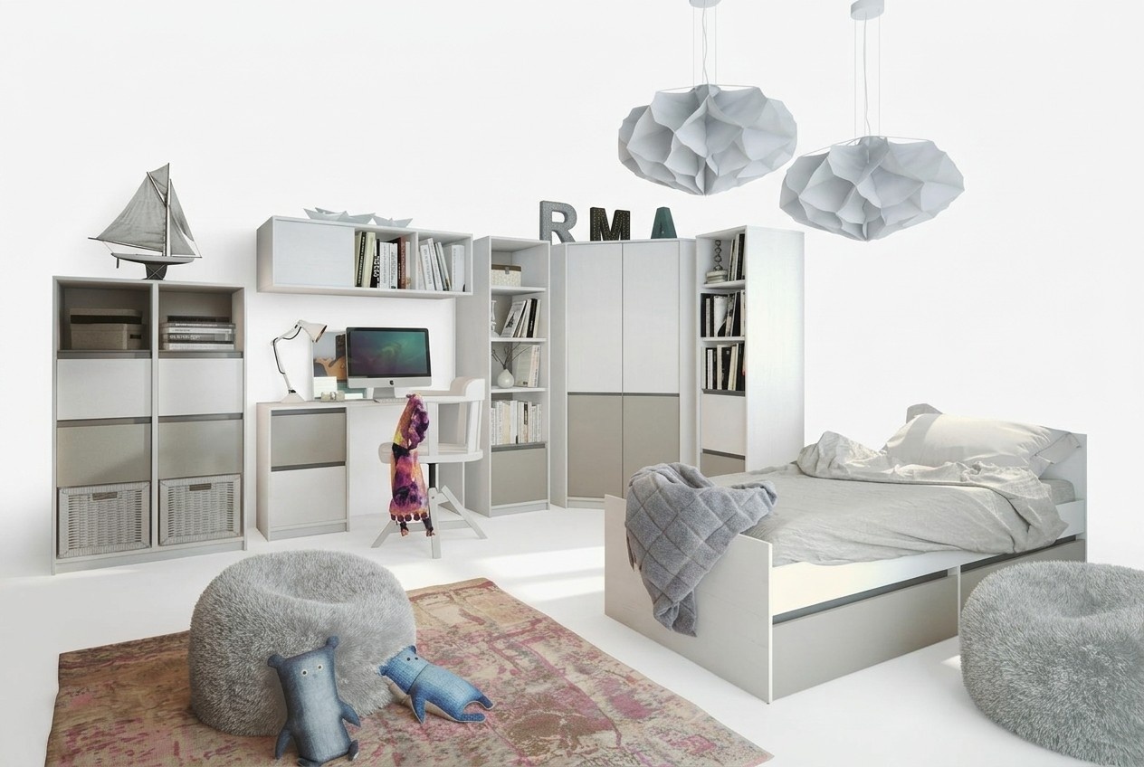 Kinderzimmer Jugendzimmer Set Bett Kleiderschrank Schrank Schreibtisch Neu 7tlg
