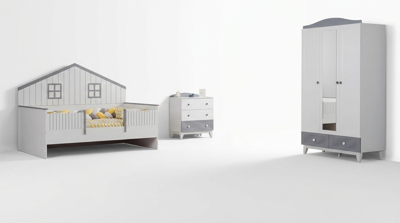 Kinderzimmer Möbel Komplettzimmer Mehrfarbig Kinderbett Kleiderschrank Kommod