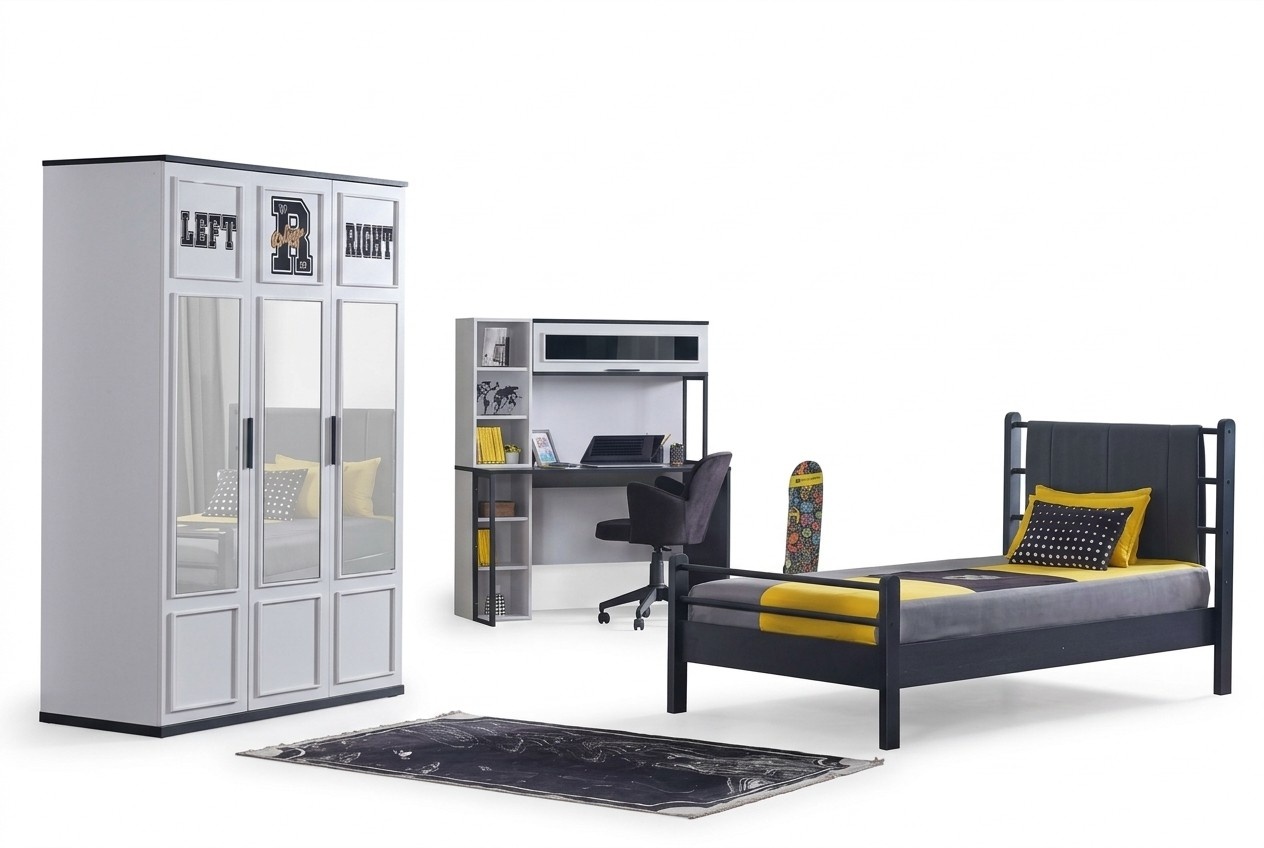 Kinderzimmer Schlafzimmer Möbel Komplettzimmer Jugendzimmer Schwarz