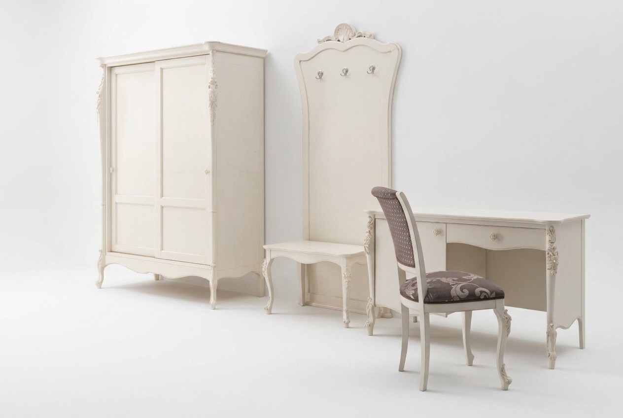 Klassisch Schlafzimmer Komplett Set Hocker Schreibtisch Kleiderschrank 5 tlg.