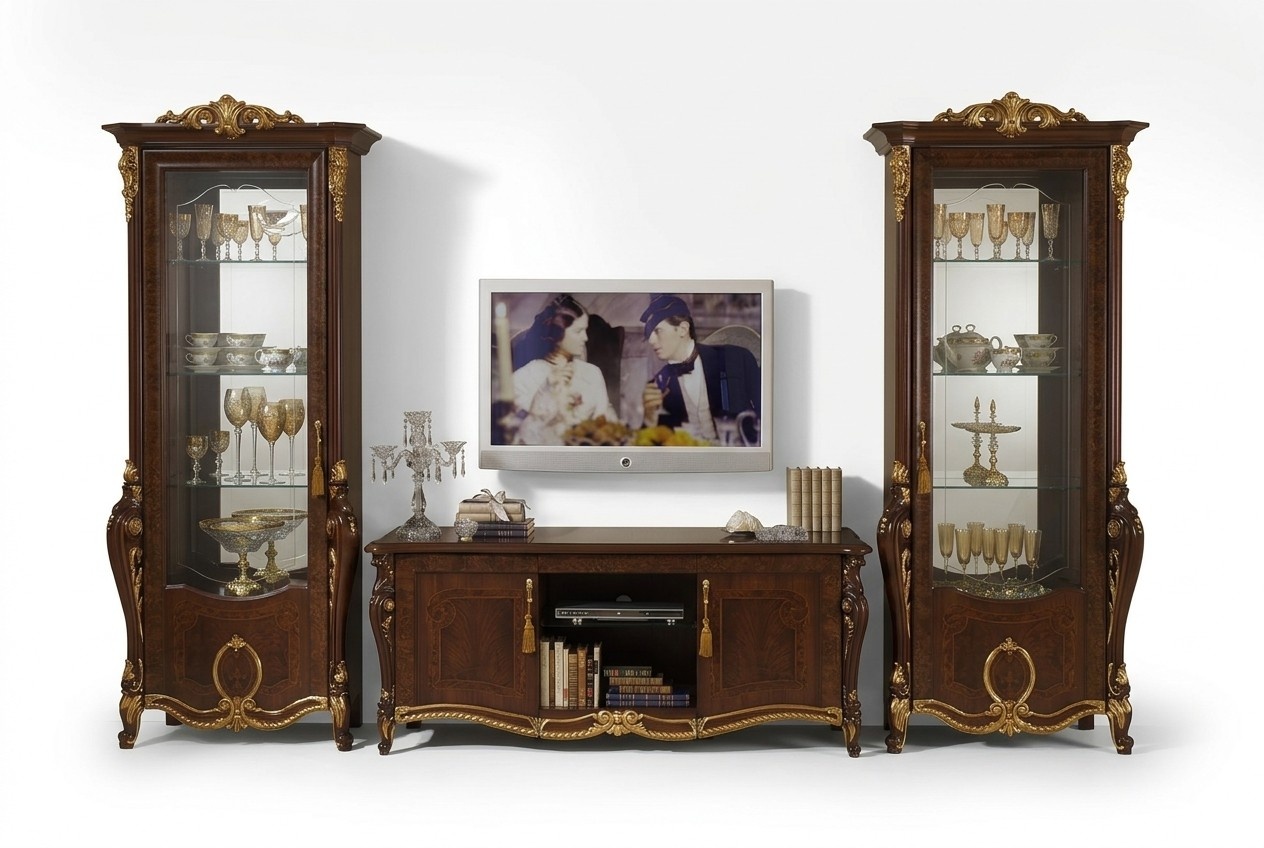 klassisch Wohnwand Vitrine Kommode Schrank sideboard Barock Rokoko