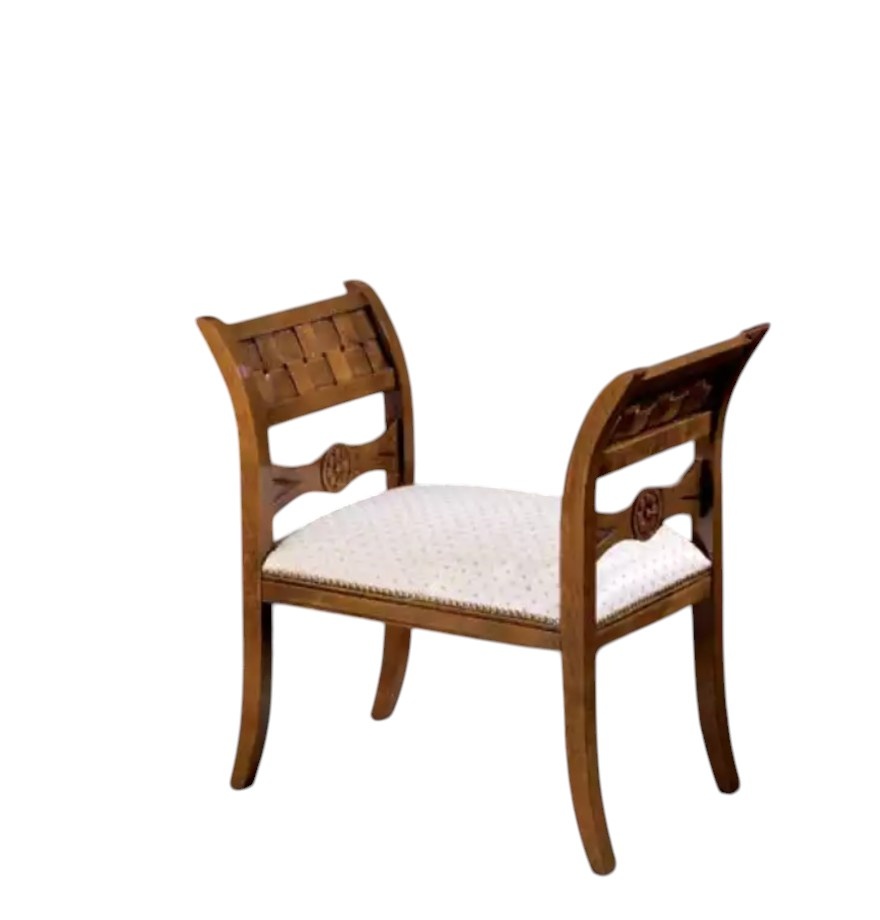 Klassische Bank Wohnzimmer Sitzmöbel Luxus Hocker Polster Textil Stoff