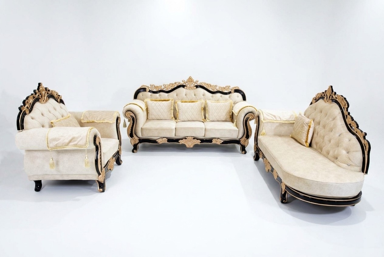 Klassische Chesterfield Barock Stil Sofgarnitur Gruppe Couchen 3tlg.