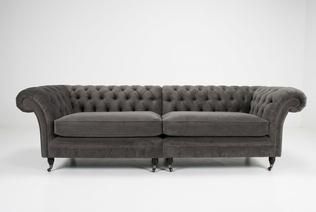 klassische Chesterfield Sofa 4 Sitzer Design Sofas Polster Couchen Leder Braun