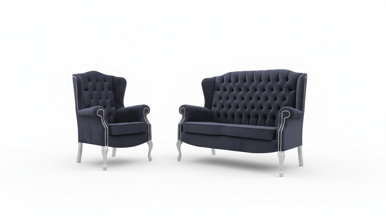 Klassische Chesterfield Sofagarnitur 3+2+2 Sitzer Sofa Couch Polster Samt Neu