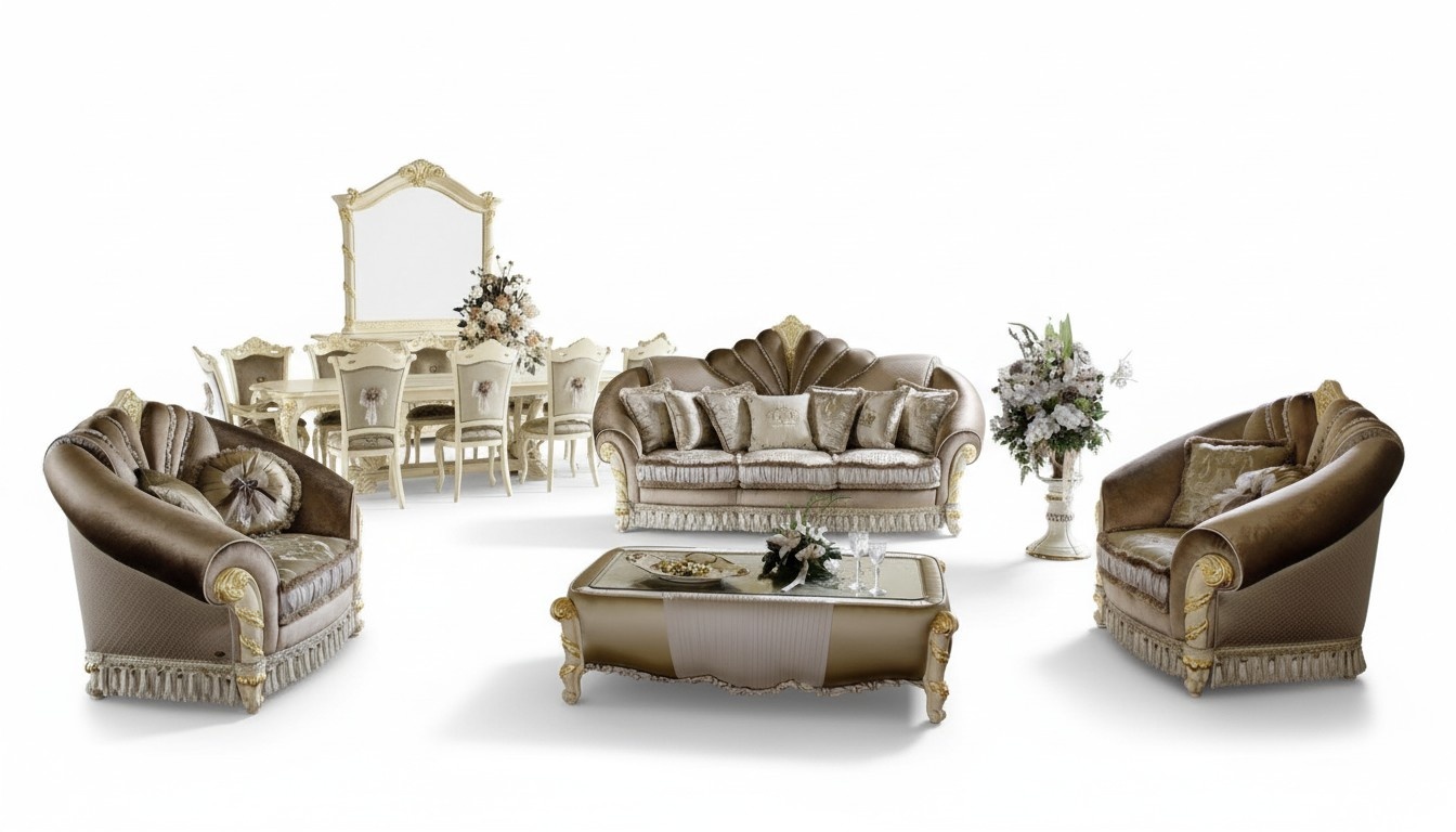 Klassische Designer Couch Polster Sofa Garnitur 3+1+1Sitzer Couchen Sofas Textil