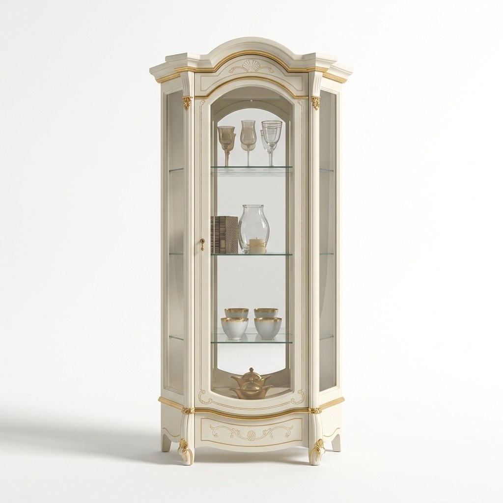 Klassische Eckvitrine Eckschrank Glas Holz Vitrine Möbel Glas Schrank Vitrine