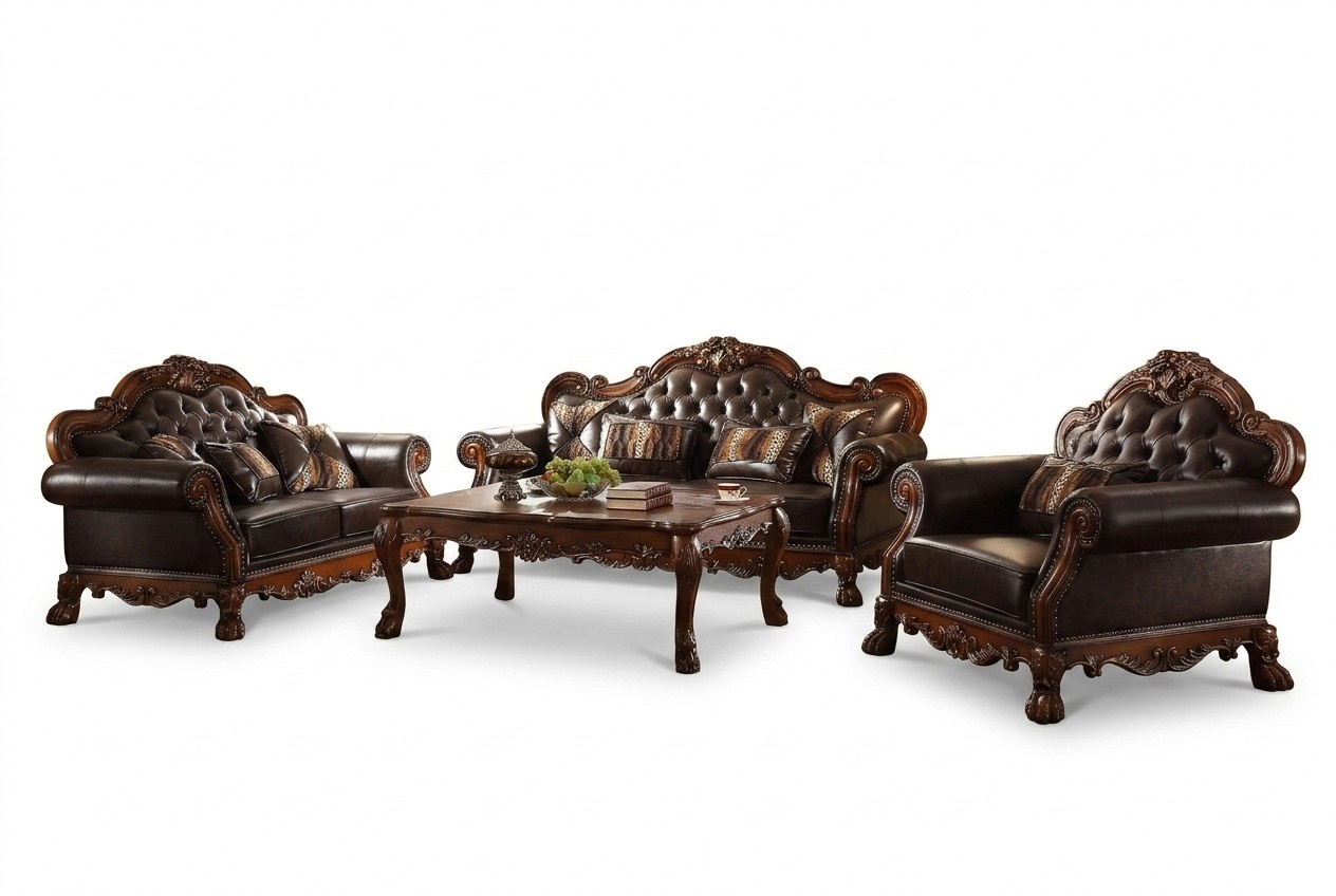 Klassische Garnitur 3+2+1 Sitzer Sofagarnitur Couch Sofa Leder Sofa Polster