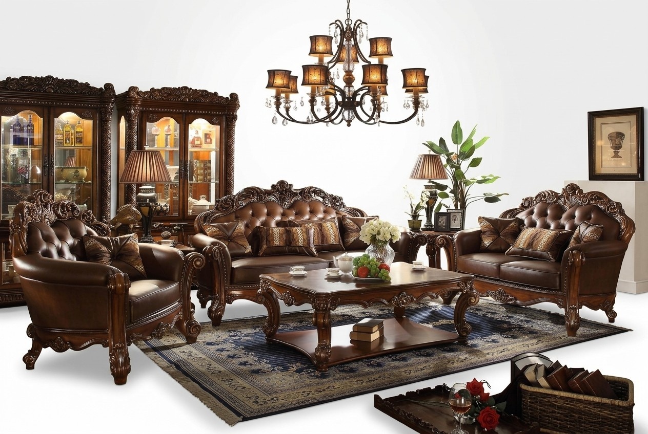 Klassische Garnitur Sofagarnitur Couch Sofa Leder Sofa Polster 321