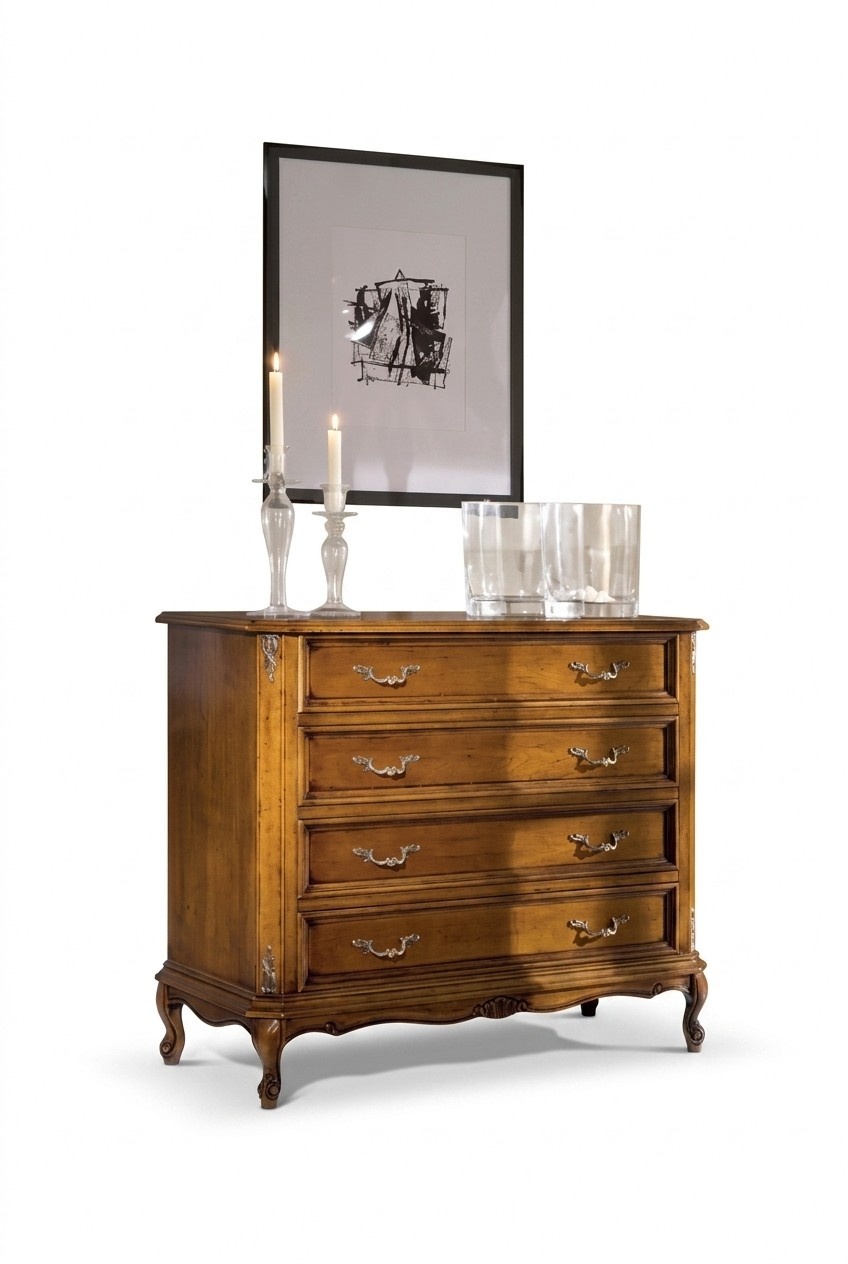 Klassische Kommode 4 Schubladen Luxus Anrichte Holzmöbel Arbeitszimmer