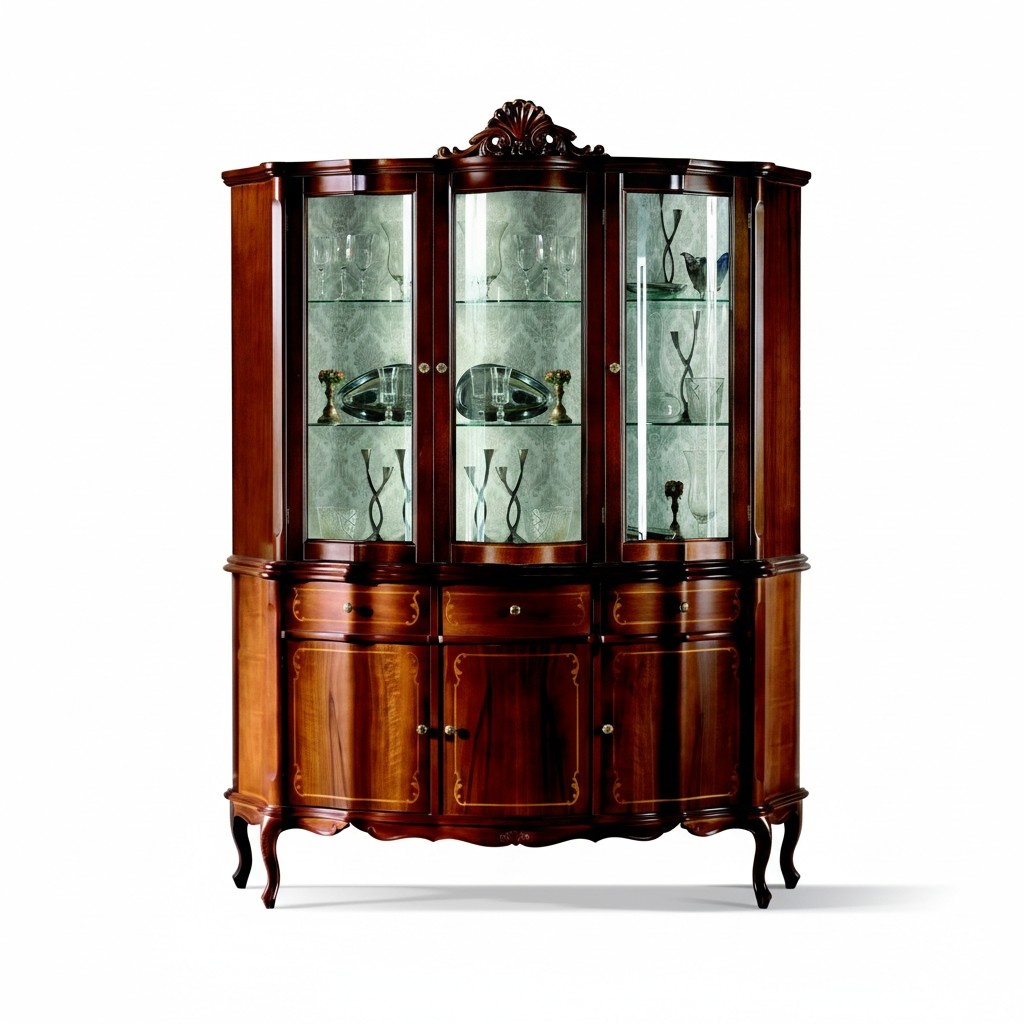Klassische Möbel Holz Braun Vitrine Schicke Vitrineschrank Design Italienische Möbel