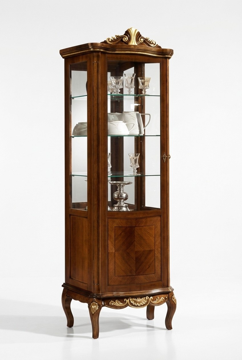 Klassische Möbel Holz Braun Vitrine Schicke Luxus Vitrineschrank Italienische Möbel