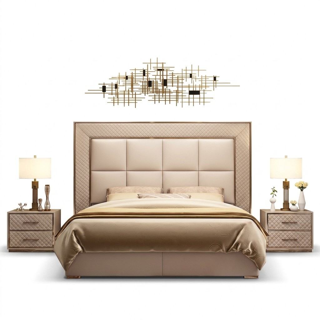 Klassische Polster Leder Kunstleder Doppel Bett Luxus Design Betten Doppel