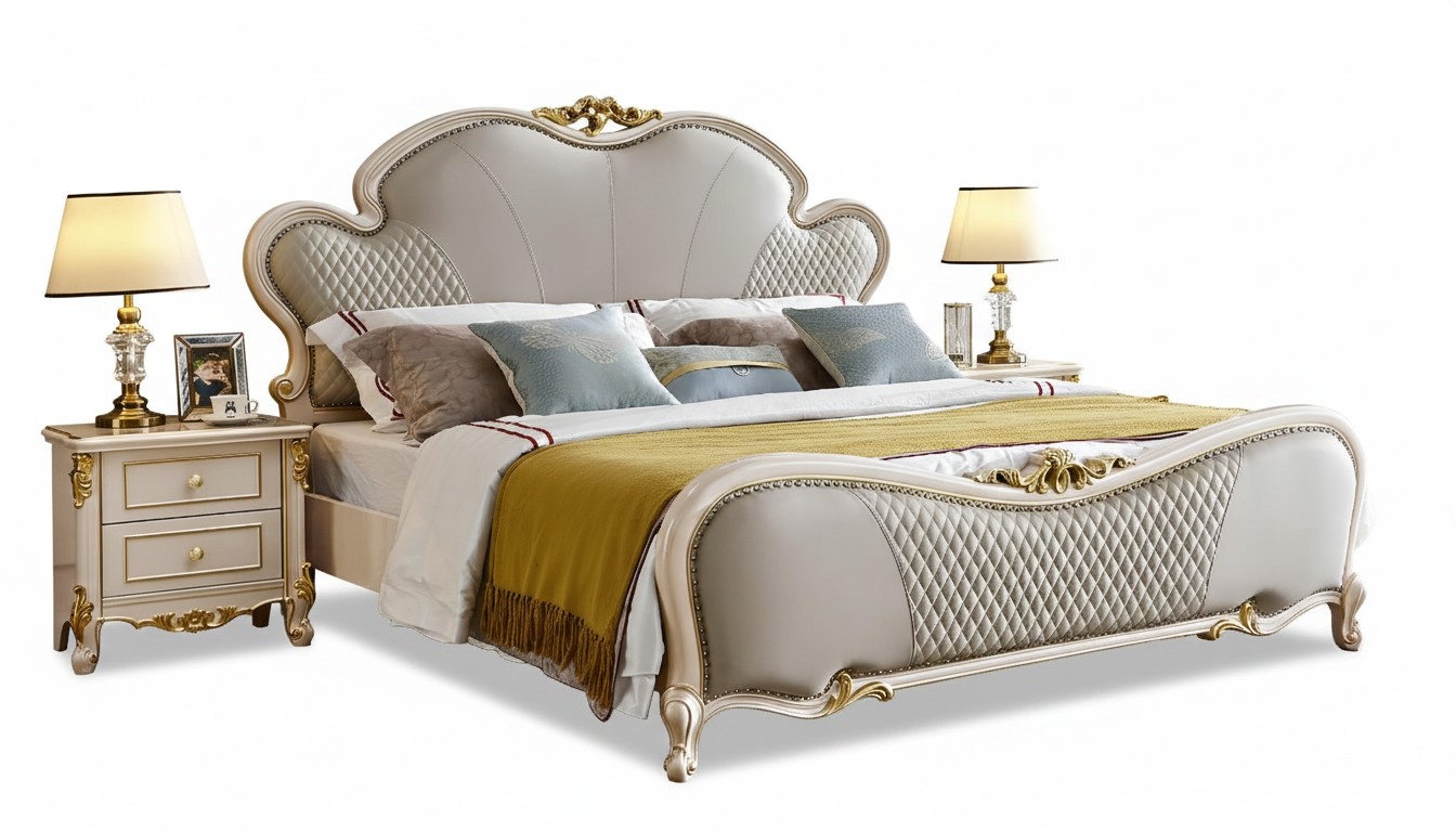 Klassische Möbel Luxus Bett 3tlg. Set x2 Schlafzimmer Nachttischen Massivholz