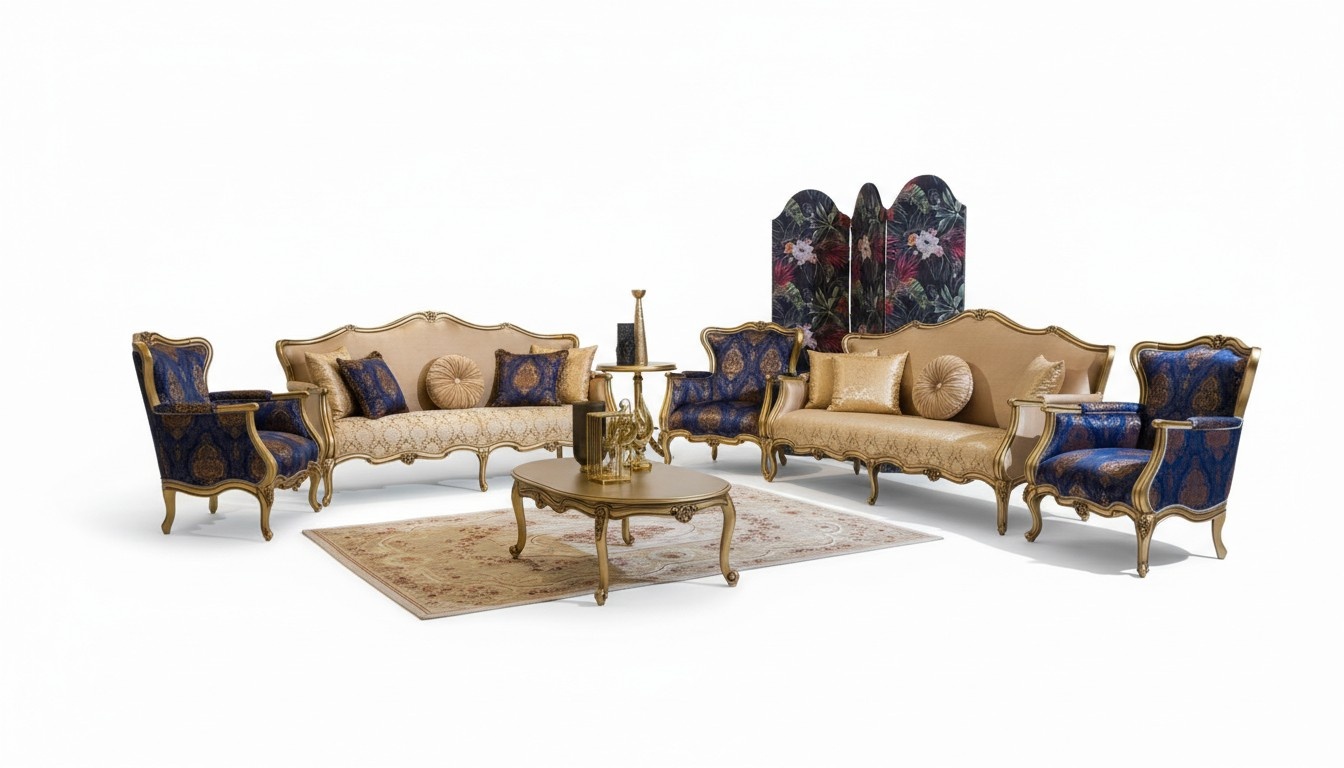 Klassische Sofagarnitur 3+3+1+1 Sitzer Luxus Garnitur Sofa Sessel Set 4tlg