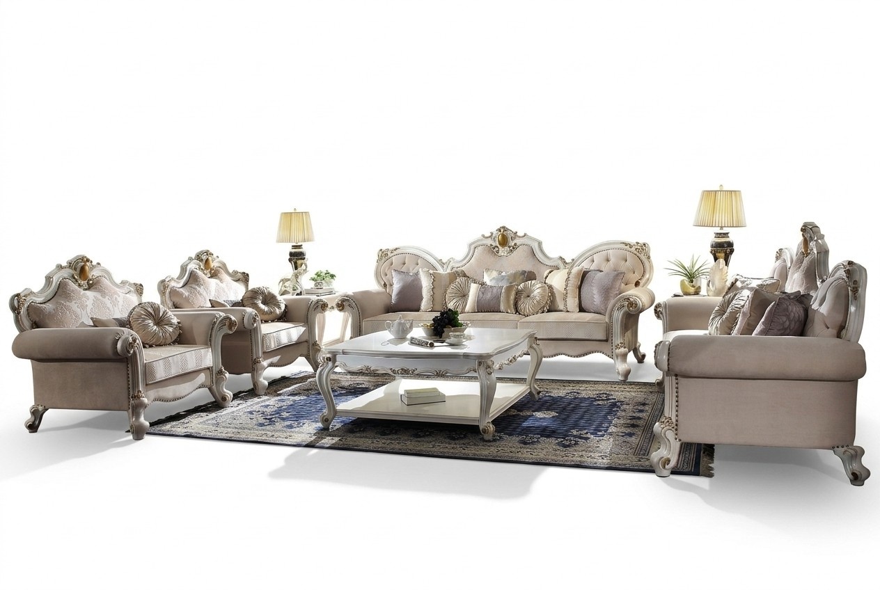 Klassische Sofagarnitur 5tlg. Set Sofa 3+2+1+1 Sitzer Couchtisch Couch