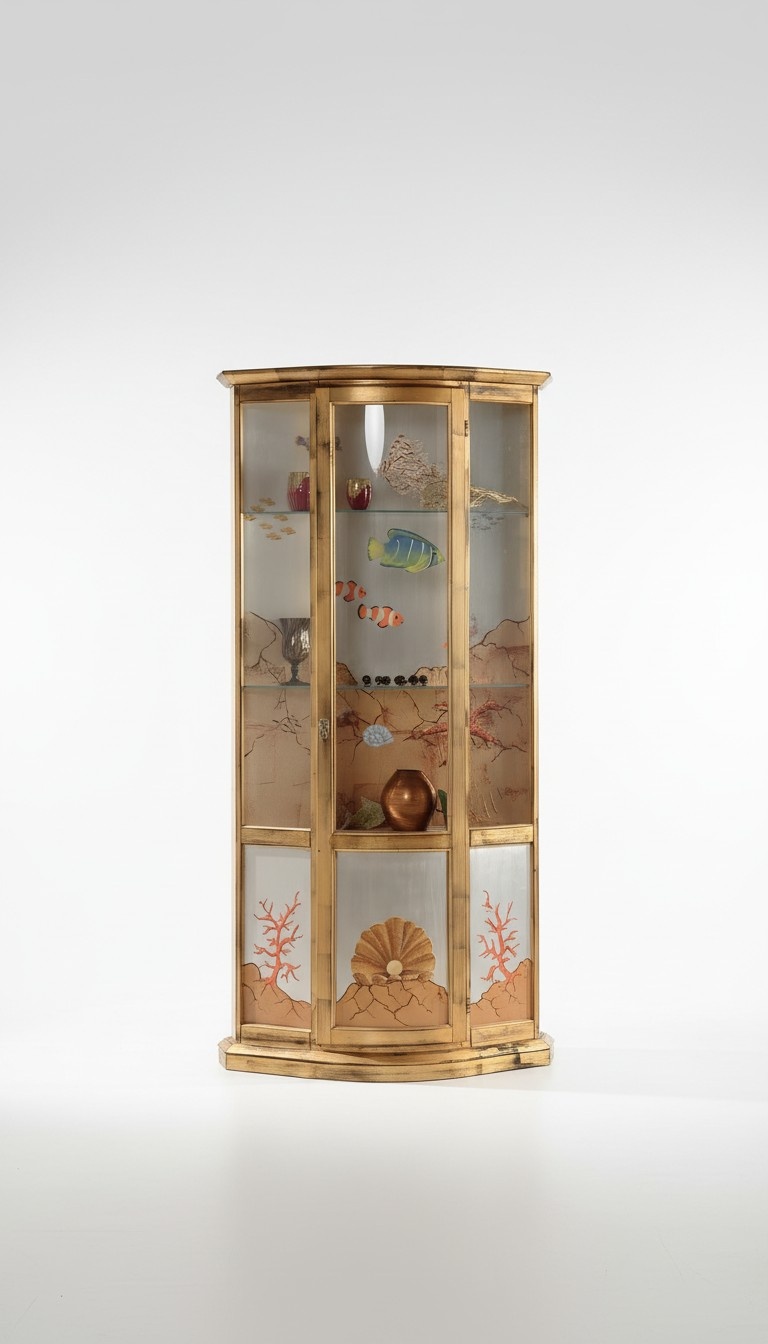 Klassische Vitrine Glas Holz Schrank Vitrine Luxus Möbel Gold Italien