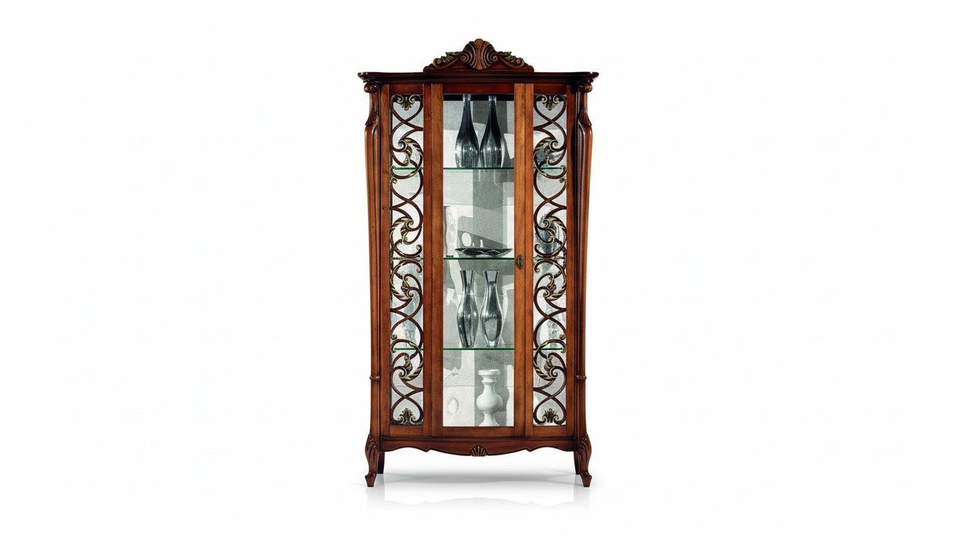 Klassische Vitrine Schrank Design Schränke Regale Glasschrank Italienische Möbel Neu
