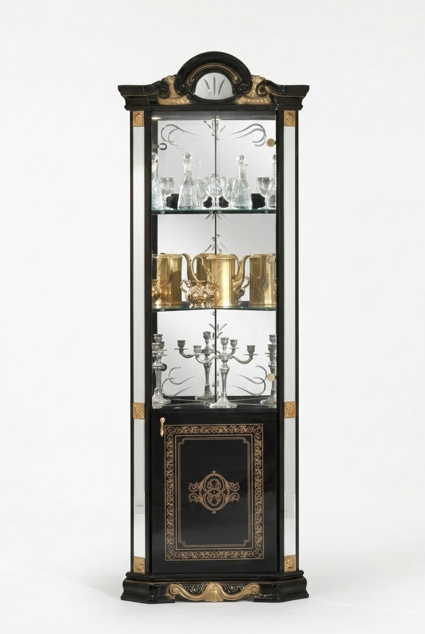 Klassische Vitrine Schrank Wohnzimmer Vitrinenschrank Vitrinen Italien Möbel Neu